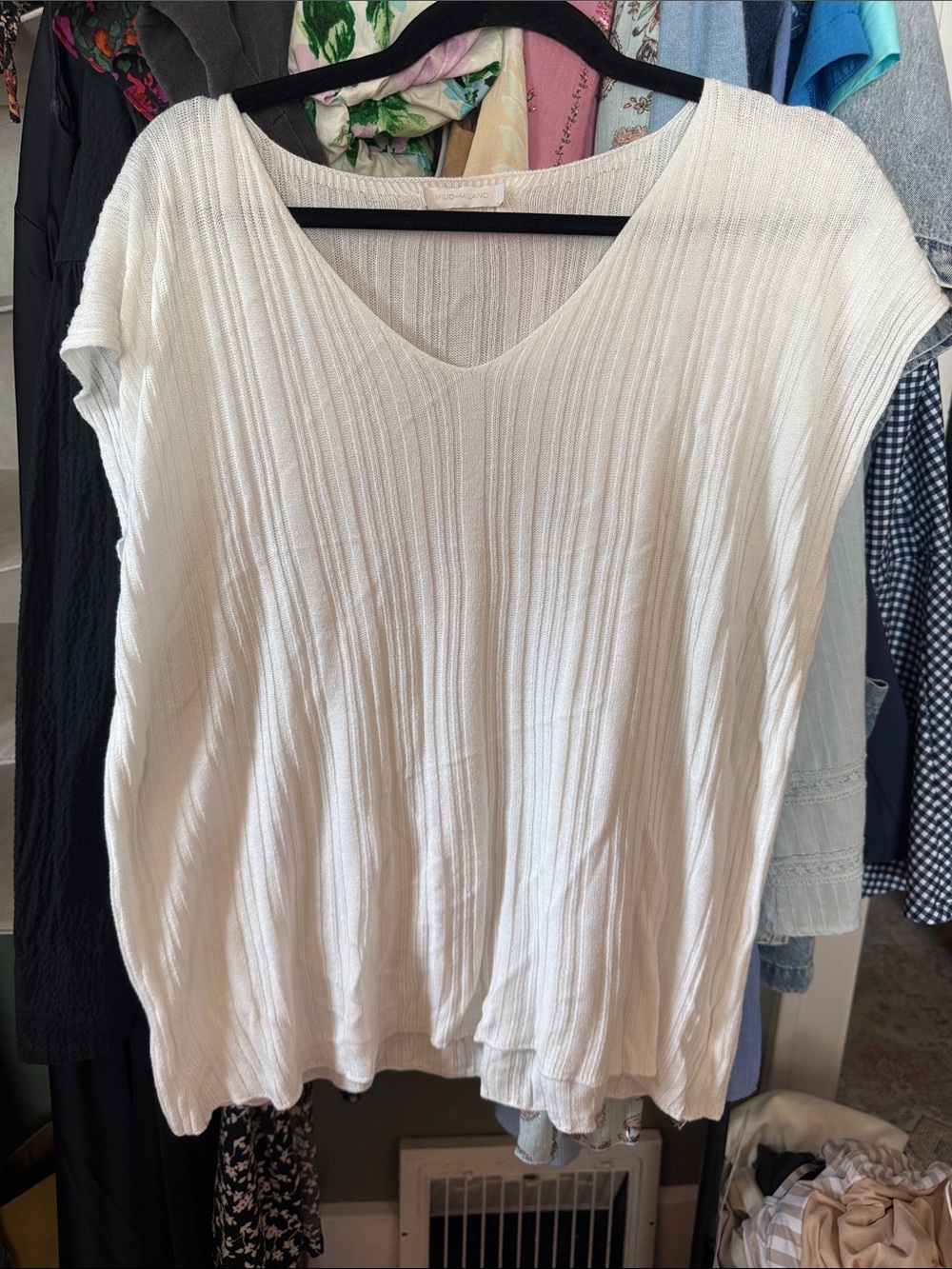 Milio Milano Lightweight V-Neck Ribbed Women’s Top - Size XL